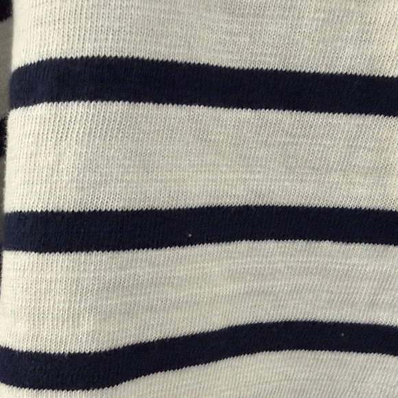 LOFT Women's Navy and White Striped Long-Sleeve Top - Picture 2 of 6